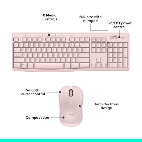 Logitech MK270 Wireless Keyboard And Mouse Combo For Windows, 2.4 GHz Wireless, Compact Mouse, 8 Multimedia And Shortcut Keys, For PC, Laptop - Black