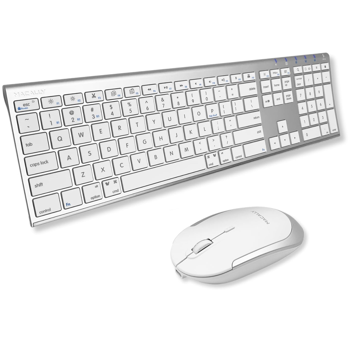 Macally Premium Bluetooth Keyboard and Mouse for Mac | Compatible Apple Wireless Keyboard and Mouse Combo (110 Keys Multi-Device Rechargeable) Keyboard Mouse for MacBook Pro/Air and iMac - Space Gray