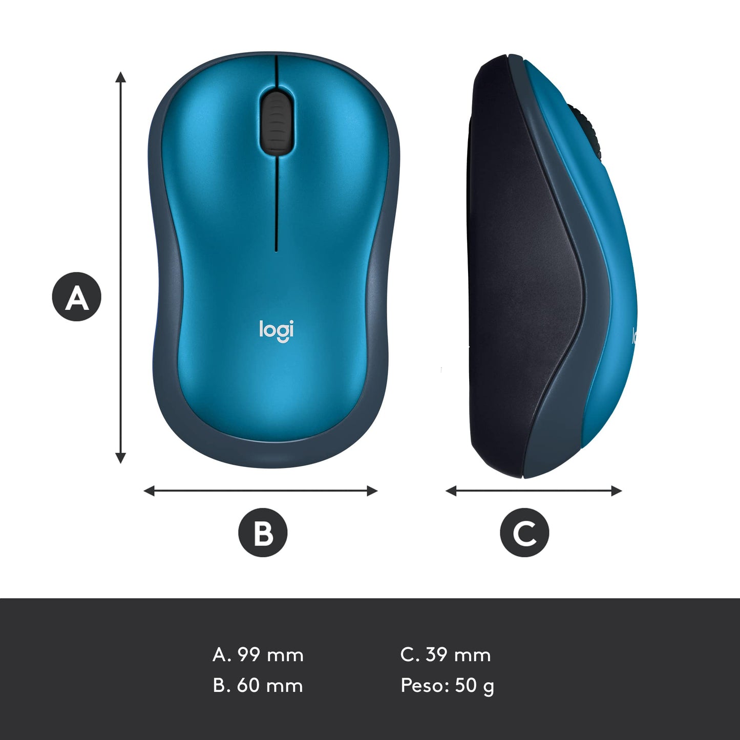 Logitech M185 Wireless Mouse, 2.4GHz with USB Mini Receiver, 12-Month Battery Life, 1000 DPI Optical Tracking, Ambidextrous PC/Mac/Laptop - Swift Gray