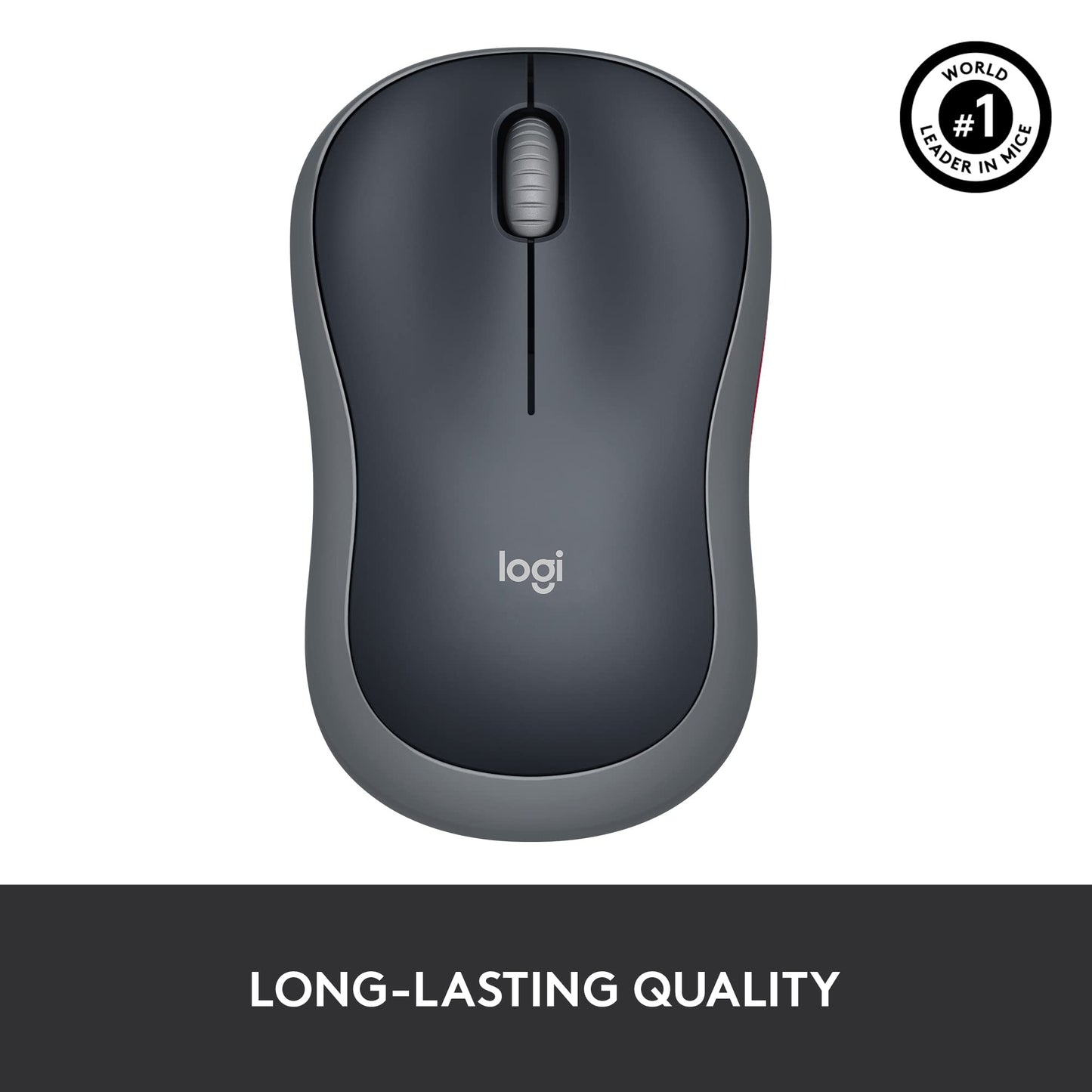 Logitech M185 Wireless Mouse, 2.4GHz with USB Mini Receiver, 12-Month Battery Life, 1000 DPI Optical Tracking, Ambidextrous PC/Mac/Laptop - Swift Gray