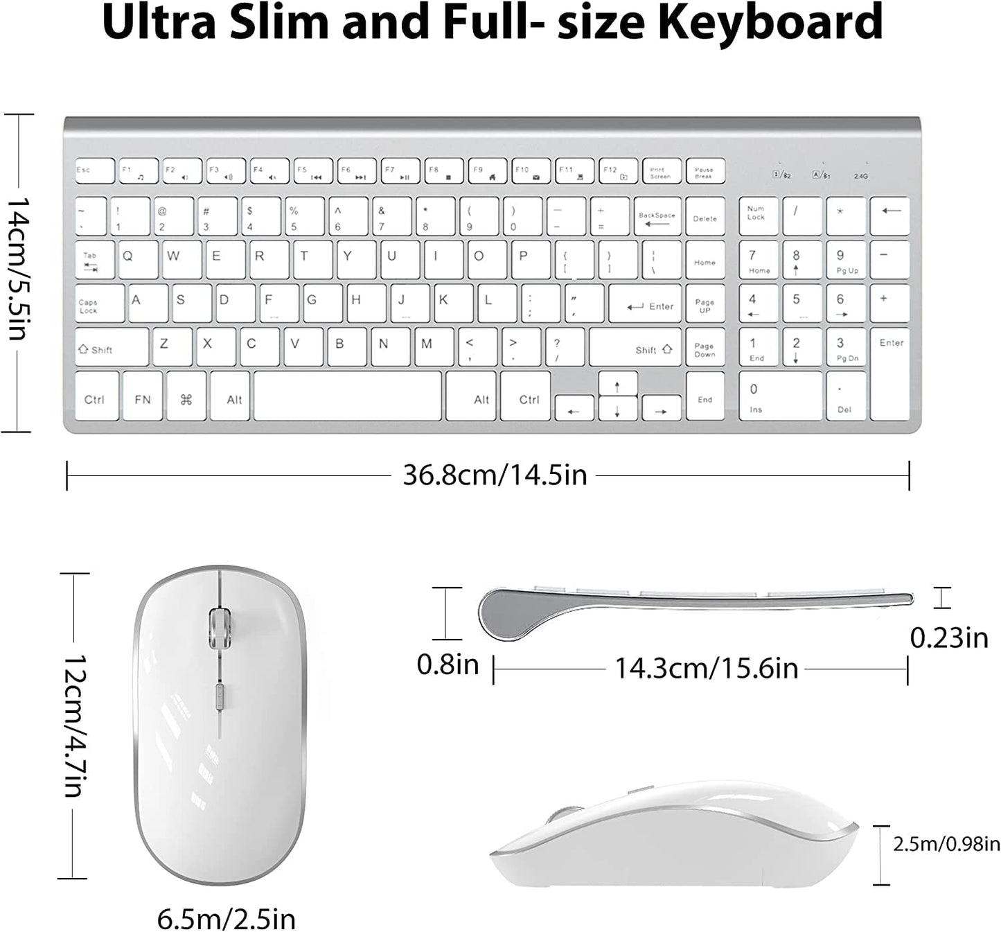 Wireless Keyboard and Mouse,J JOYACCESS 2.4G Ergonomic and Slim Wireless Computer Keyboard Mouse Designed for Windows, PC, Laptop,Tablet - Black Grey