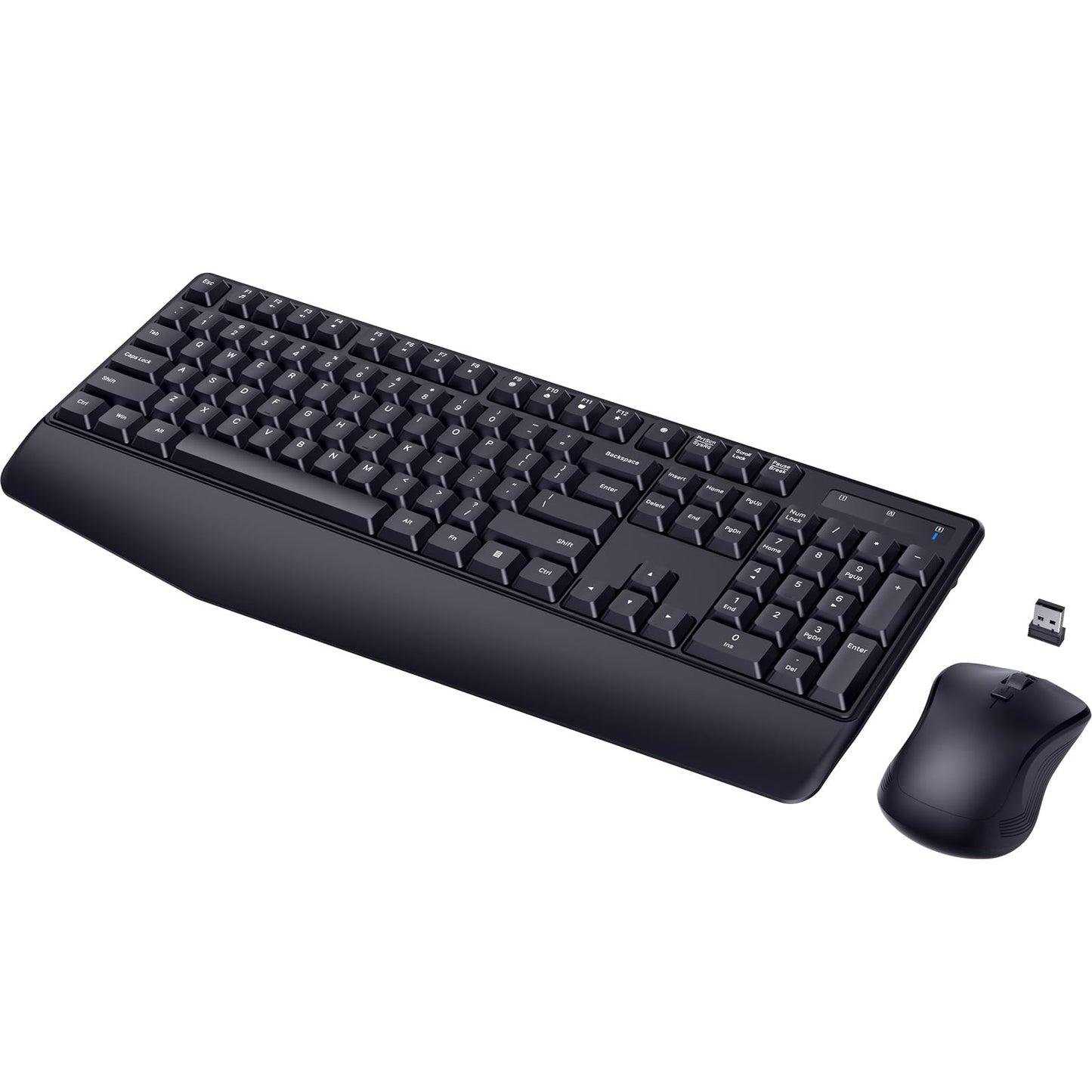 Wireless Keyboard Mouse Combo, 2.4GHz Receiver，Ergonomic Wireless Keyboard and Mouse with Palm Rest，Adjustable DPI，Compatibility with PC, Laptop, MacBook, Windows