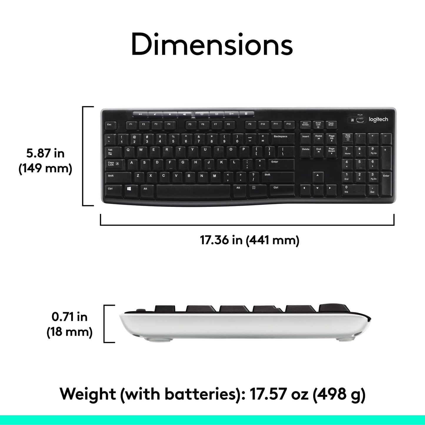 Logitech MK270 Wireless Keyboard And Mouse Combo For Windows, 2.4 GHz Wireless, Compact Mouse, 8 Multimedia And Shortcut Keys, For PC, Laptop - Black