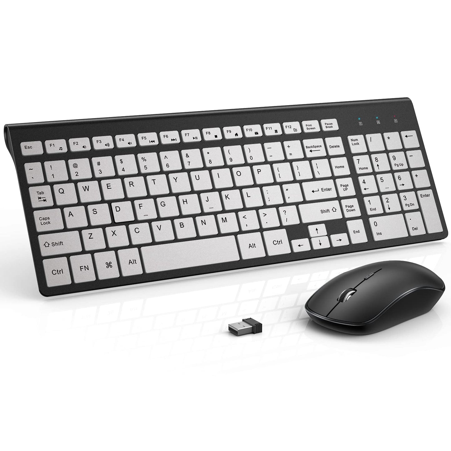 Wireless Keyboard and Mouse,J JOYACCESS 2.4G Ergonomic and Slim Wireless Computer Keyboard Mouse Designed for Windows, PC, Laptop,Tablet - Black Grey