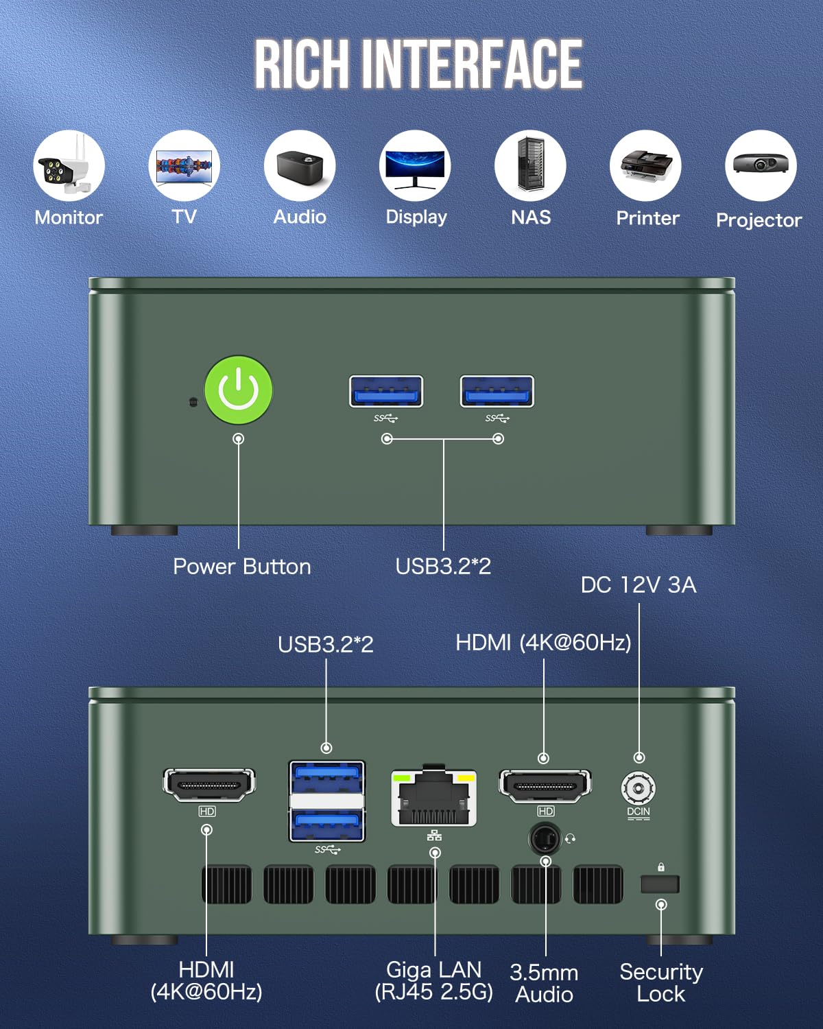 GMKtec Mini PC N100, Preinstalled Windows 11 Pro, G3 Intel Alder Lake N100 (3.4GHz), 8GB DDR4 RAM 256GB PCIe M.2 SSD, Desktop Computer 4K Dual HDMI/USB3.2/WiFi 6/BT5.2/2.5G RJ45 for Office, Business