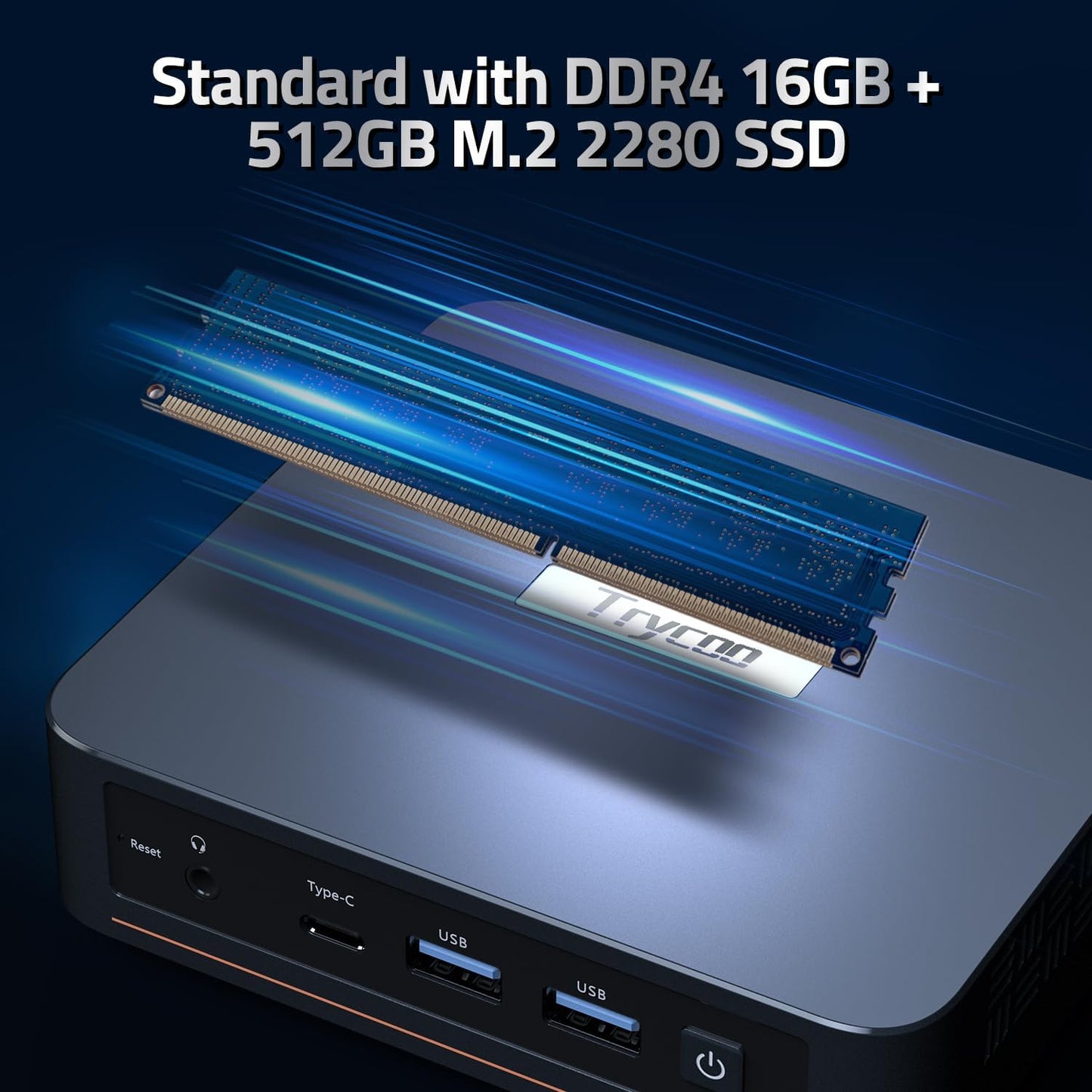 WI-6 Pro Mini PC, Intel 12th Gen N100 Mini Computer,16GB DDR4 RAM 512GB SSD,Triple 4K Display/2*USB3.0/WiFi/Bluetooth/Full Function Type-C/LAN/Support 32GB RAM and 2TB SSD Extensions